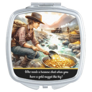 Gold seeker panning at sunset compact mirror