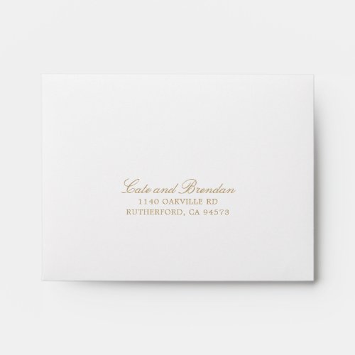 Gold Self Addressed Eucalyptus Wedding RSVP Envelope