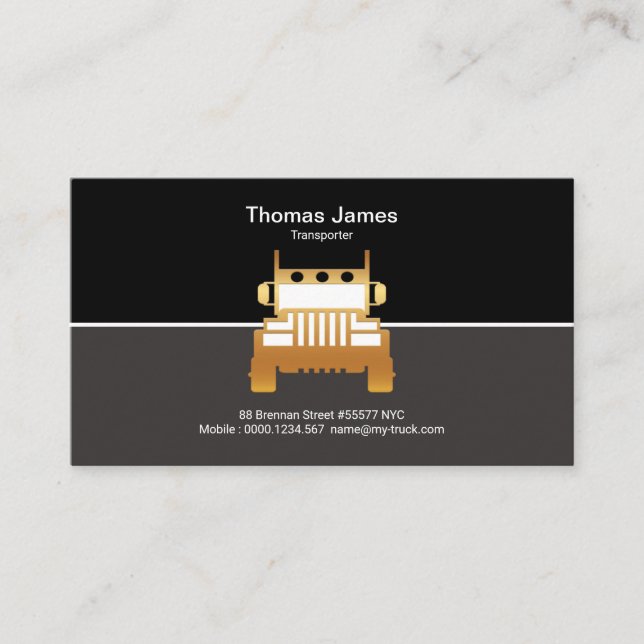 Gold Semi Truck Dual Tone Colors Trucker Business Card (Front)