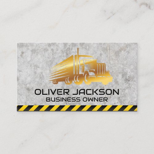 Gold Semi Truck Logo  Construction  Concrete Business Card
