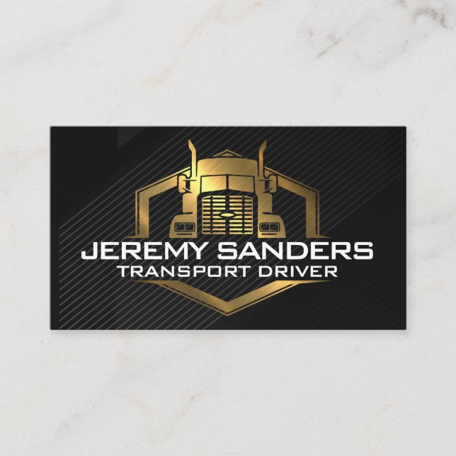 Gold Semi Truck Logo | Industrial Business Card (Front)