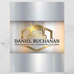 Gold Semi Truck Logo Metallic Industrial Busine Flyer