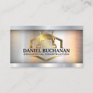 Gold Semi Truck Logo   Metallic Industrial  Business Card