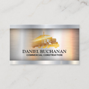 Gold Semi Truck Metallic Background Business Card