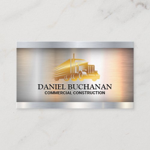 Gold Semi Truck  Metallic Background Business Card