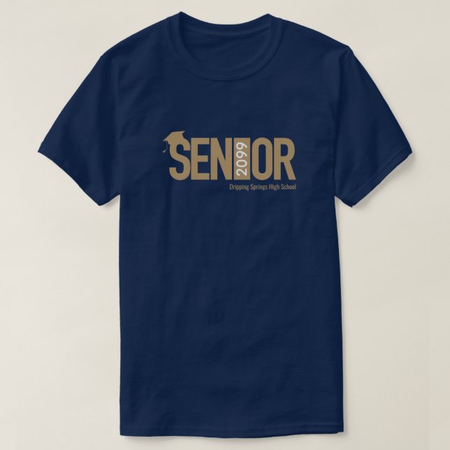 Gold SENIOR with Graduation Cap T-Shirt (Design Front)
