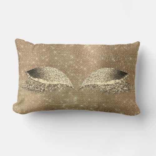 Gold Sepia Glitter Black Glam Make Up Gold Sequin Lumbar Pillow