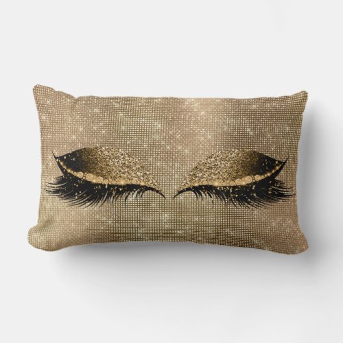 Gold Sepia Glitter Brown Glam Make Up Spark Sequin Lumbar Pillow