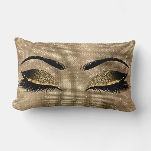 Gold Sepia Glitter Brown Glam Makeup Browns Sequin Lumbar Pillow