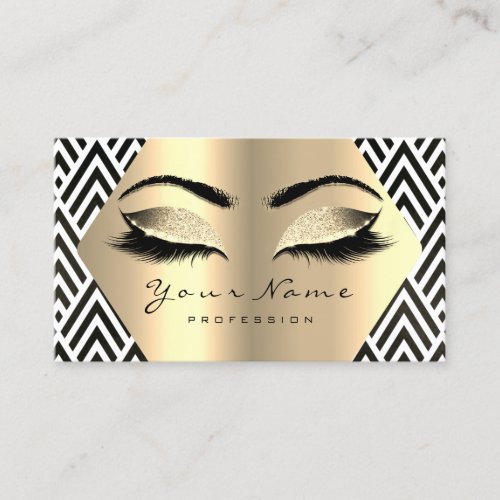 Gold Sepia Glitter Makeup Artist Lash Black White Business Card