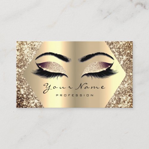 Gold Sepia Glitter Makeup Artist Lashes Blush Business Card