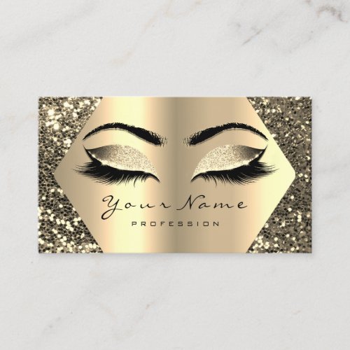 Gold Sepia Glitter Makeup Artist Lashes Browns Business Card