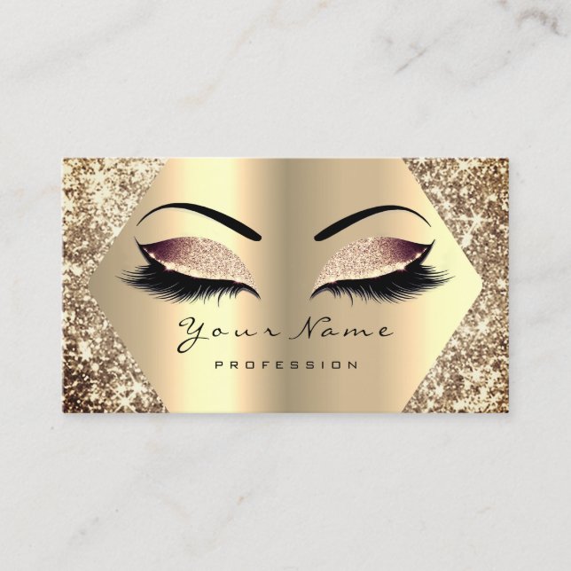 Gold Sepia Glitter Makeup Artist Lashes Browns Business Card (Front)