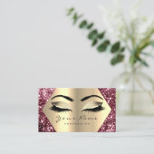 Gold Sepia Glitter Makeup Artist Lashes Burgundy Business Card (Standing Front)