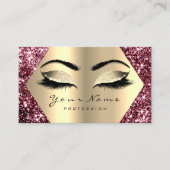 Gold Sepia Glitter Makeup Artist Lashes Burgundy Business Card (Front)