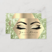Gold Sepia Glitter Makeup Artist Lashes Mint Green Business Card (Front/Back)