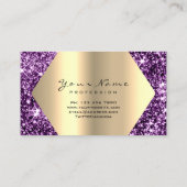 Gold Sepia Glitter Makeup Artist Lashes Purple Business Card (Back)