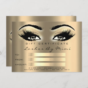 Gold Sepia Lashes Makeup Artist Certificate Gift Invitation
