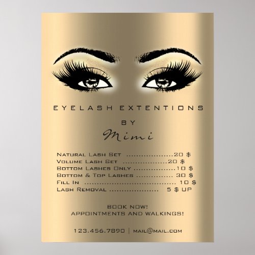 Gold Sepia Makeup Artist Eyes Lashes Price List Poster