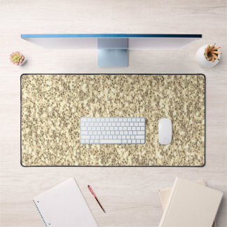 Gold sepia soft glitter sparkles desk mat