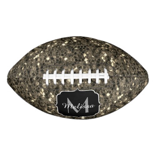 Gold sepia sparkles faux glitter Monogram Football