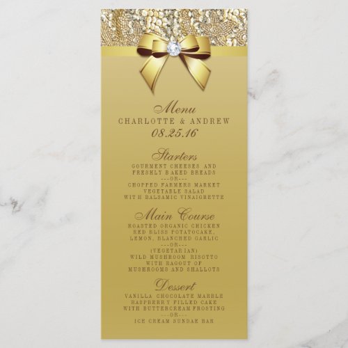 Gold Sequin Bow Wedding Collection Menu