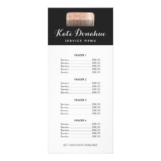Gold Sequin Comb Hairstylist Salon Price List Menu