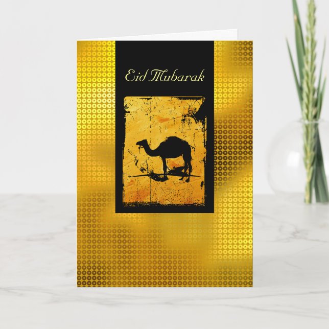Gold Sequin Eid Mubarak Holiday Card (Front)