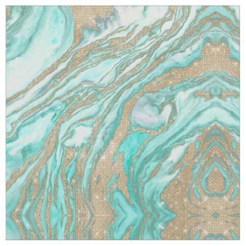 Gold Sequin Glitter Teal Smoky Marble Fabric