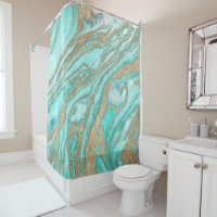 Gold Sequin Glitter Teal Smoky Marble