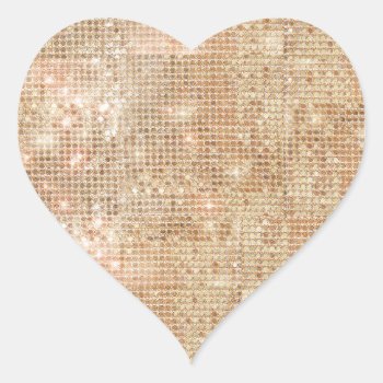 Gold Sequin Heart Sticker by pixiestick at Zazzle