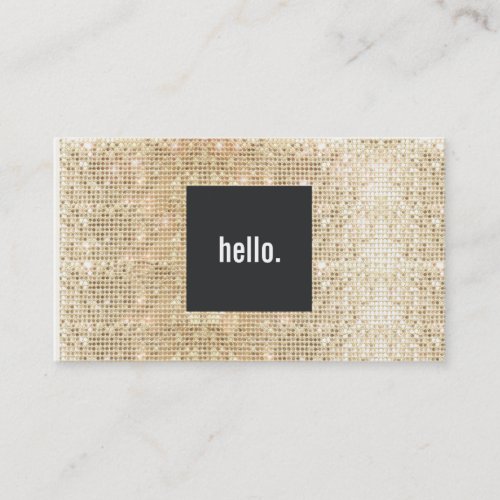 Gold Sequin Hello Greeting Social Networking Business Card