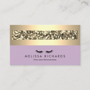 Gold & Sequin Makeup Artist Eyelash Extensions Business Card