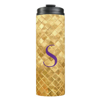 Gold Sequin Monogrammed Thermal Tumbler
