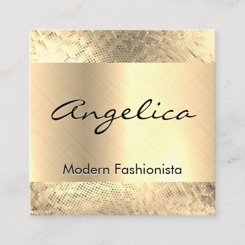 Gold Sequin Pattern  Gold Metallic Background Square Business Card