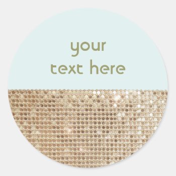 Gold Sequined Customizable Sticker by pixiestick at Zazzle