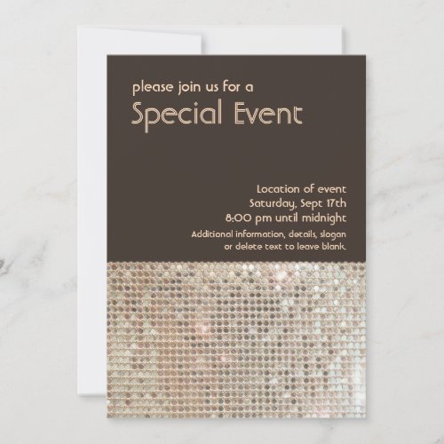 Gold Sequins 70's Retro Party Invitation