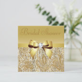 Gold Sequins, Bow & Diamond Bridal Shower Invitation (Standing Front)