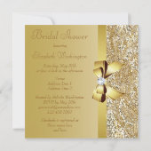 Gold Sequins, Bow & Diamond Bridal Shower Invitation (Back)