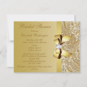 Gold Sequins, Bow & Diamond Bridal Shower Invitation (Back)