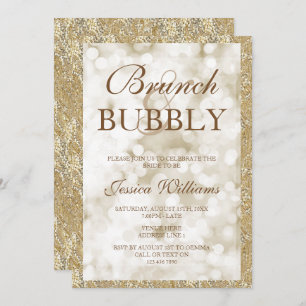 Gold Sequins Brunch & Bubbly Bridal Shower Invitation