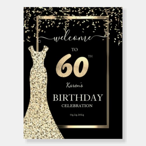 Gold Sequins Dress Black 60th Birthday Foam Board