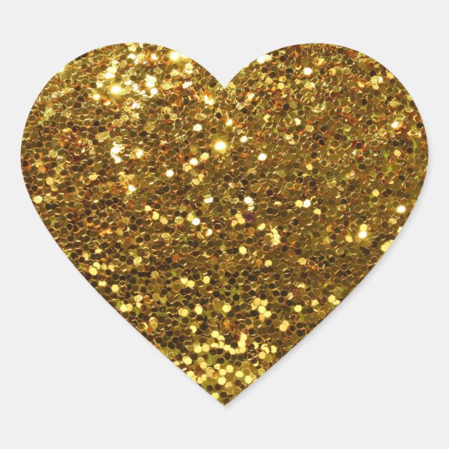 Gold Sequins Glitz Heart Shape Envelope Seals (Front)