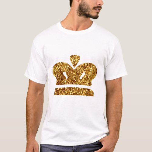 Gold Sequins King Crown T_Shirt