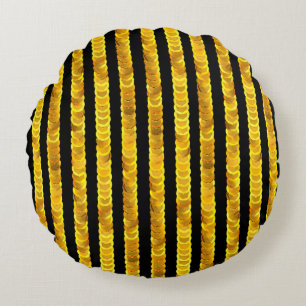 Gold sequins pattern round pillow
