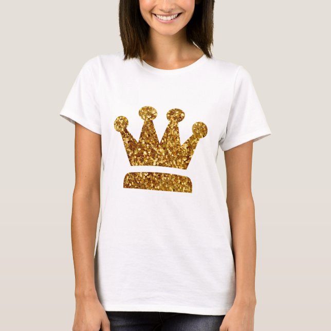 Gold Sequins Queen Crown T-Shirt (Front)