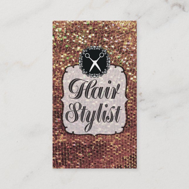 GOLD Sequins Sparkle Bling Hair Stylist Appointment Card (Front)