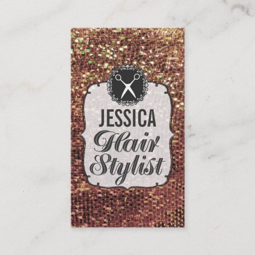 GOLD Sequins Sparkle Hair Stylist Appointment Business Card Template