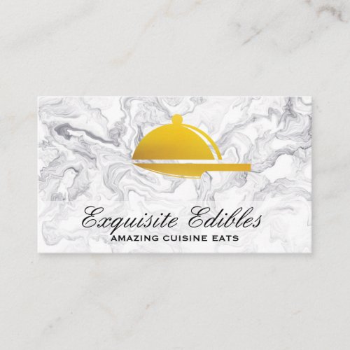 Gold Serving Tray Knife Logo  Cuisines Business Card