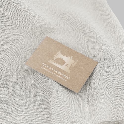 Gold Sewing Machine Seamstress Beige Linen  Business Card
